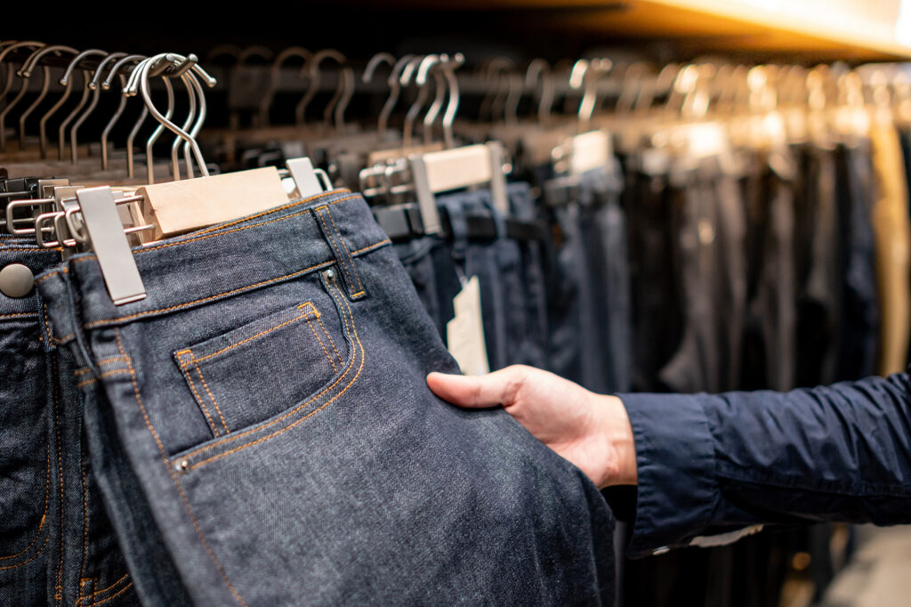 Denim jeans in a retail environment